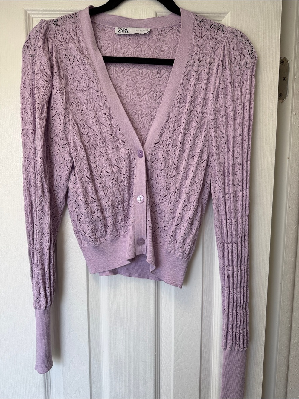 ZARA - Lilac Pointelle Cardigan